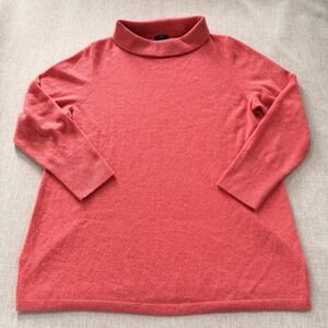 Talbots 100% Cashmere Women's 1X Plus Size Pink Soft Wool Turtleneck Cowl neck